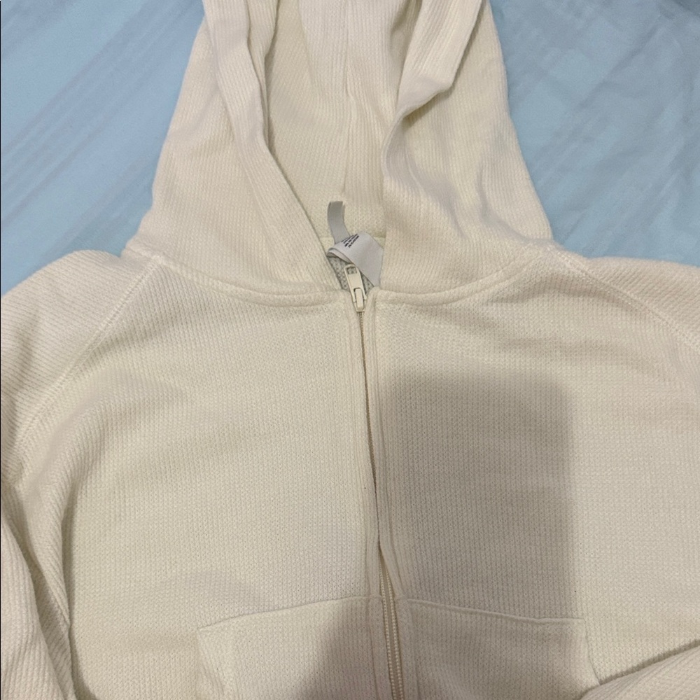 SKIMS Cream cropped Hooded Sweater